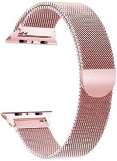 Generic Compatible with Apple Watch Band 42mm 44mm,Stainless Steel Mesh Milanese Sport Wristband Loop with Adjustable Magnet Clasp for iWatch Series 1/2/3/4 Rose Pink