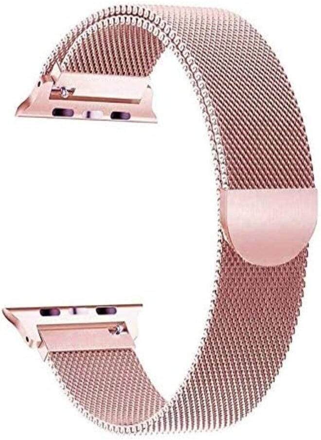 Generic - Generic Compatible with Apple Watch Band 42mm 44mm,Stainless Steel Mesh Milanese Sport Wristband Loop with Adjustable Magnet Clasp for iWatch Series 1/2/3/4 Rose Pink - Image 1