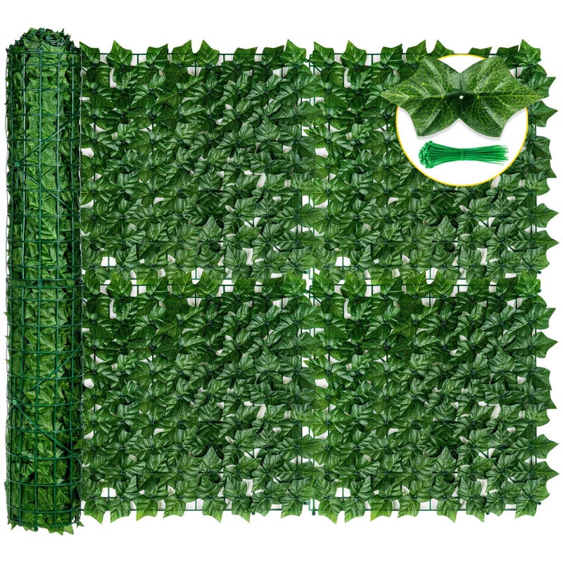 KASZOO 120"x40" Artificial Ivy Privacy Fence Screen - UV-Anti Breathable Faux Ivy Greenery Fence Panels for Patio, Balcony, Garden, Backyard Indoor Outdoor Decor - Image 1