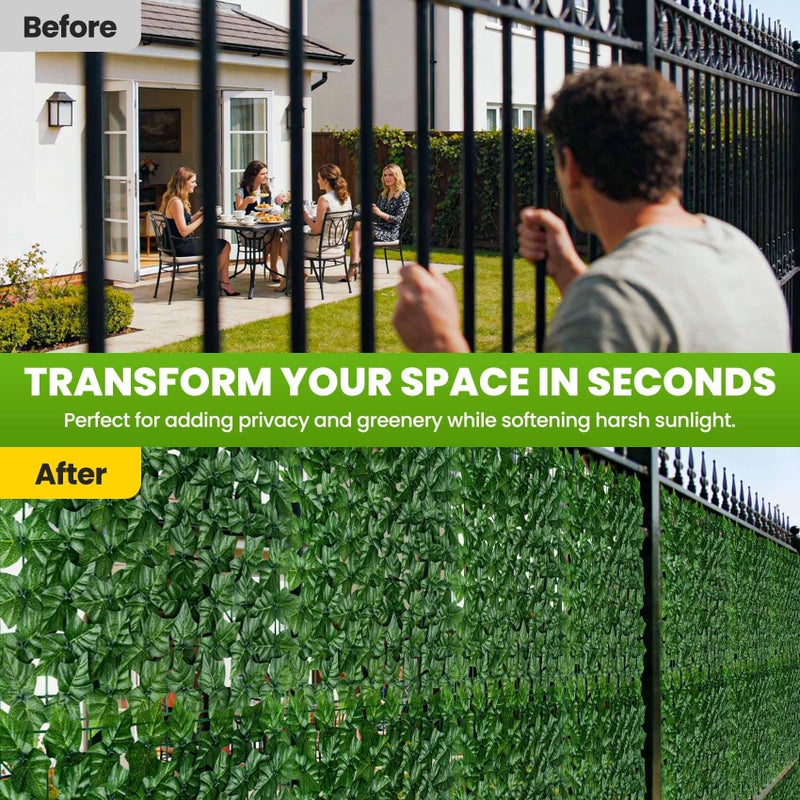 KASZOO 120"x40" Artificial Ivy Privacy Fence Screen - UV-Anti Breathable Faux Ivy Greenery Fence Panels for Patio, Balcony, Garden, Backyard Indoor Outdoor Decor - Image 5