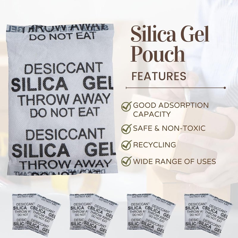 Elysian Silica Gel Pouch 50 gram Pouch WhiteDesiccantMoisture Absorbent 50Gram X 8Pcs aprox 400 Gram Moisture Absorber for Room Wardrobe Camera and Lenses to Avoid Moisture and Fungus - Image 2