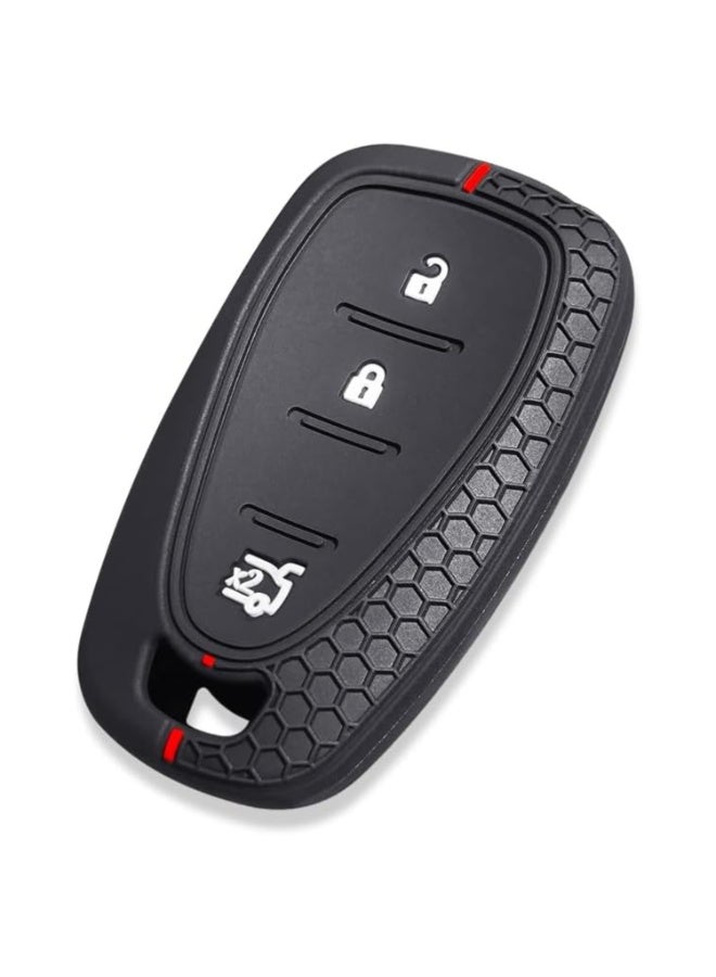 7Cylinder Silicone Cushioning Key Fob Cover Compatible with GMC Acadia, Avalanche, Aveo, Camaro, Caprice, Denali, Elevation, LTD, LD, Malibu, Savana, Silverado, Sierra S - 2Pcs, Black, 3 Buttons.