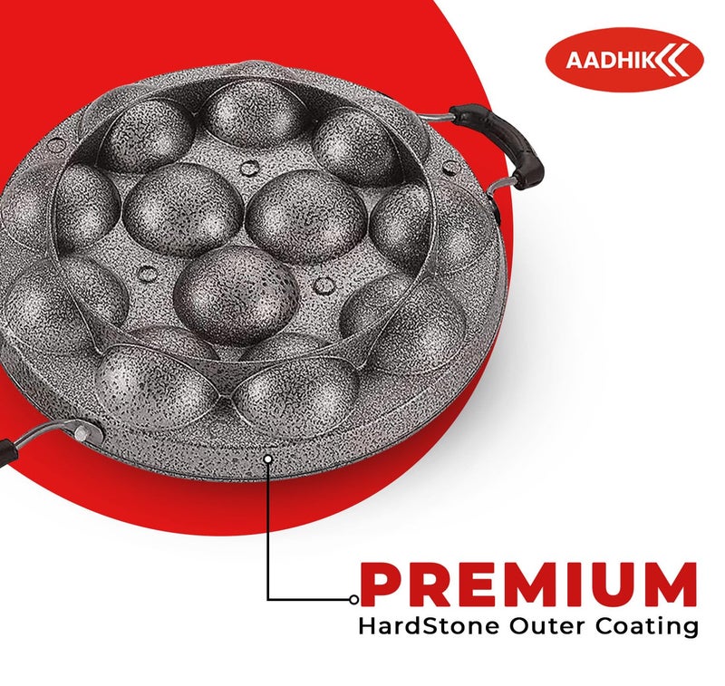AADHIK Appam Pan with Lid Appam Maker 12 Cavity Appam Chatty Appam Pan Aluminium Appam Kadai Non Stick with Lid Grey - Image 5