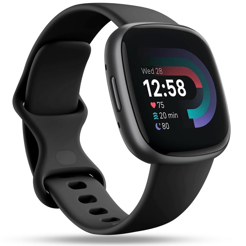 Getino Compatible Fitbit Bands - Soft Sport Strap Accessories for Fitbit Sense/Sense 2/Versa 4/Versa 3 SmartWatch, Large Black - Image 1