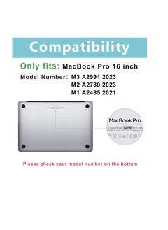 ماركة غير محددة غطاء متوافق مع ماك بوك برو الجديد 16 بوصة M3 A2991 M2 A2780 M1 A2485 Pro 2024-2021 الإصدار ، غطاء بلاستيكي صلب لماك بوك برو 16 بوصة لون واضح  - Image 3