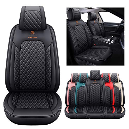 Aierxuan 2 Front Seat Covers for Women Leather Waterproof Universal for Ford Fusion Focus Edge Beetle Kia Soul C300 CC Hyundai Elantra Outlander Lexus ES350 (2 PCS Front, Black) - Image 1