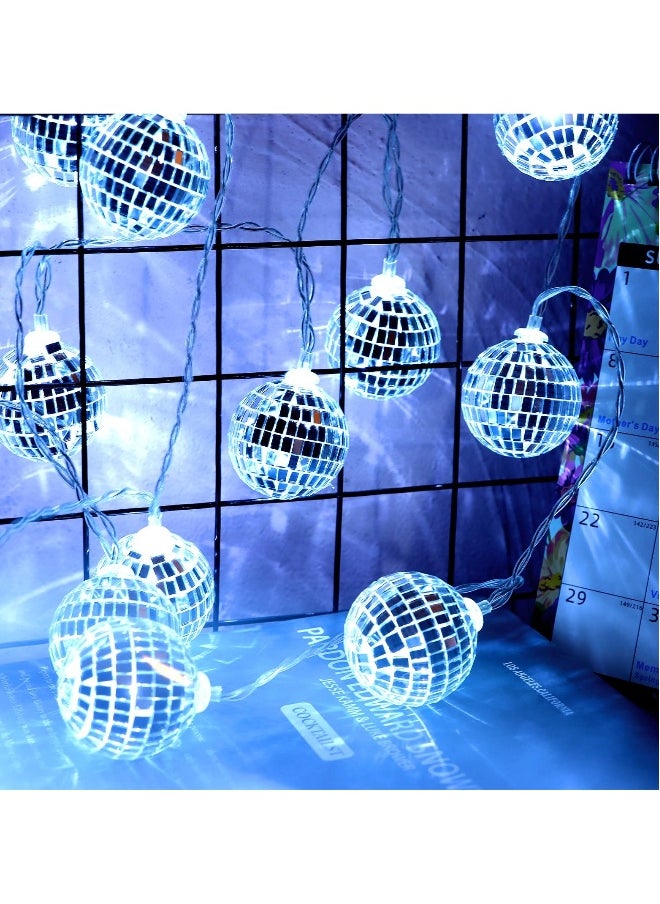 Generic Led Disco Ball String Lights, 20 Pcs Mirror Led Party Light Glass Ball Light Decorative Light String with Remote Control for Indoor Outdoor Patio Party Yard Garden Kids Bedroom Living Dorm (White)  - Image 4
