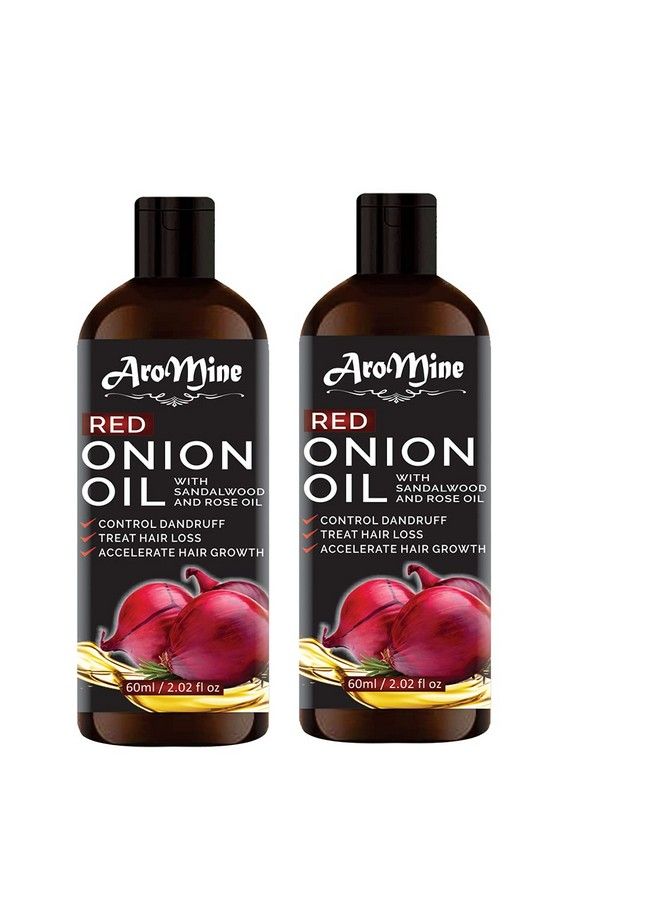 Aromine Pure & Natural Red Onion Hair Oil For Hair Growth & Hair Fall Control Combo Set 120Ml(Each 60Ml) - Image 1