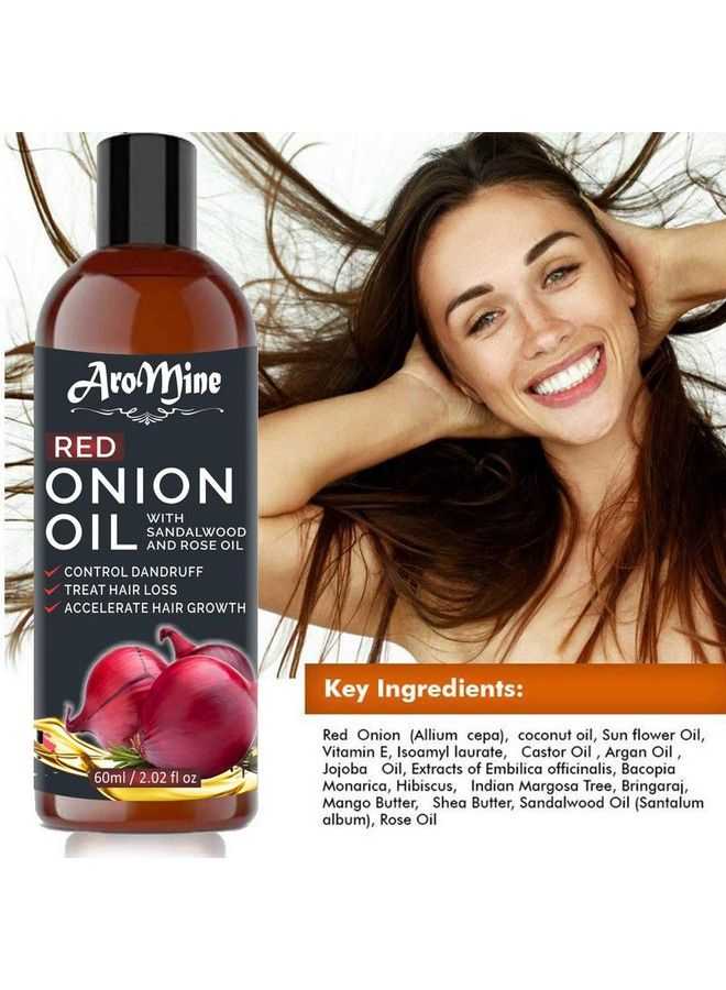Aromine Pure & Natural Red Onion Hair Oil For Hair Growth & Hair Fall Control Combo Set 120Ml(Each 60Ml) - Image 3