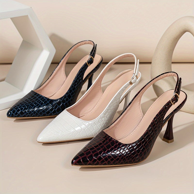Stunning French Chic Pointed Toe Slingback Pumps - Flare - Image 5