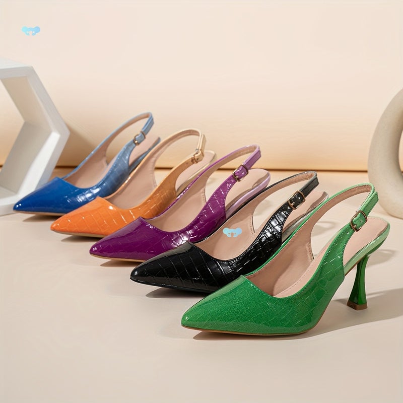 Stunning French Chic Pointed Toe Slingback Pumps - Flare - Image 2