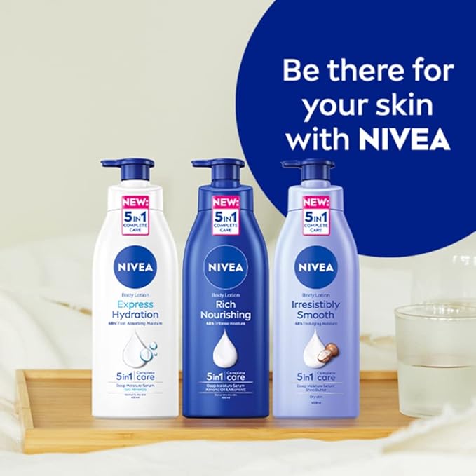Nivea لوشن الجسم نيفيا إكسبريس هيدرايشن 400 مل سريع الامتصاص 72 ساعة ترطيب مرطب نيفيا للبشرة الجافة مصنوع من سيروم الترطيب العميق والمعادن البحرية بشرة ناعمة لوشن الجسم نيفيا - Image 4