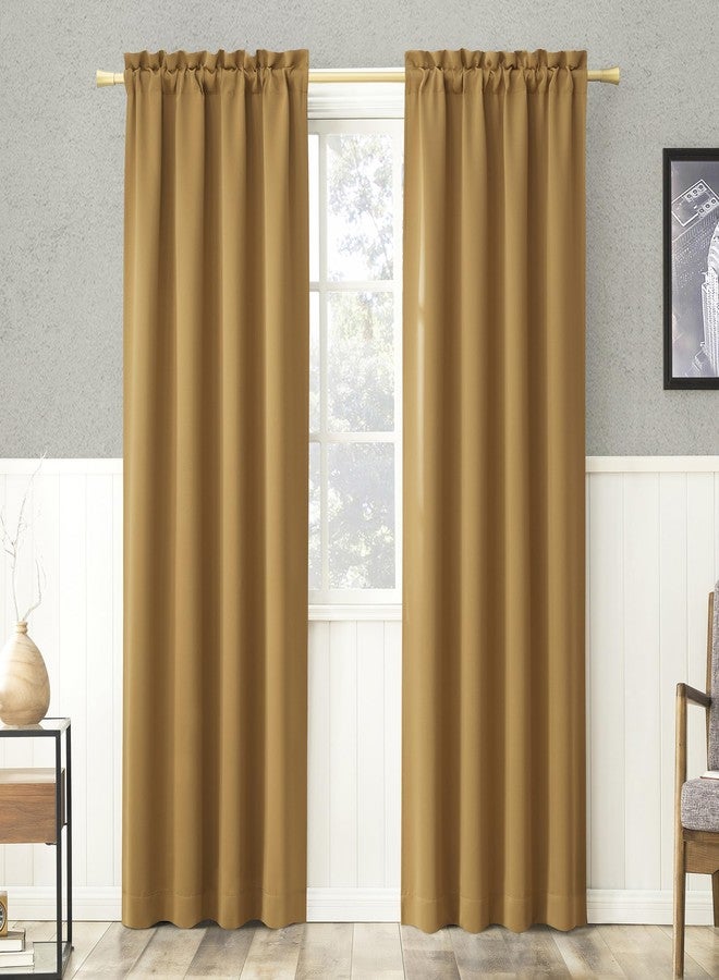 Sun Zero Easton Energy Saving Blackout Rod Pocket Curtain Panel, 40" x 63", Gold - Image 1