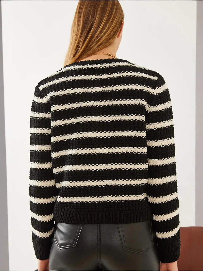 Bianco Lucci Multicolor LUCCI Striped Button-Up Knit Cardigan for Women | Best Price UAE