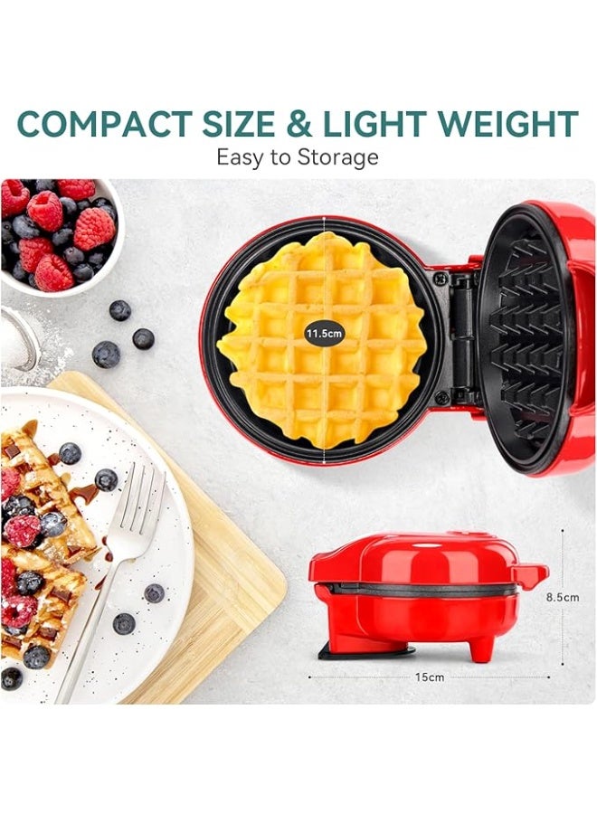 ماكينة صنع وافل صغيرة، 350 وات، سطح مقاوم للالتصاق خالٍ من حمض بيرفلورو الأوكتانويك، يتضمن دليل وصفات - Image 4