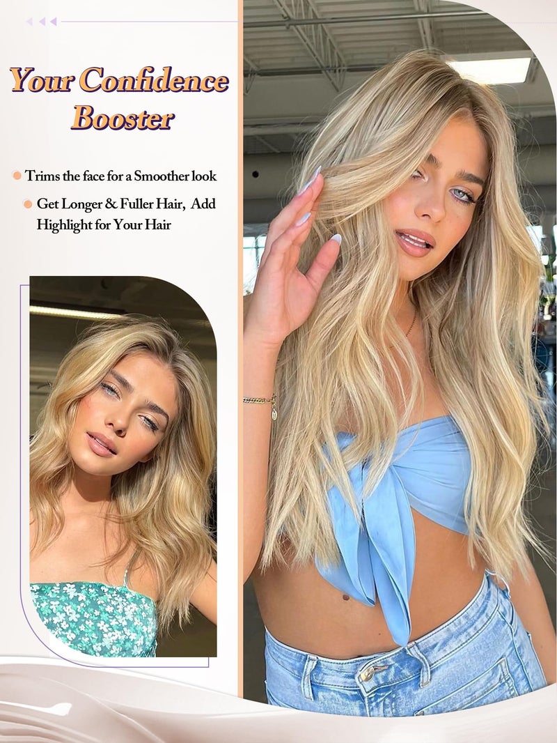 PANEWAY Hair Toppers For Women 20inch Long Wavy Curly Hair Topper Ombre Blonde With Dark Root Clip In Synthetic Wiglets Hair Pieces For Women - Image 5