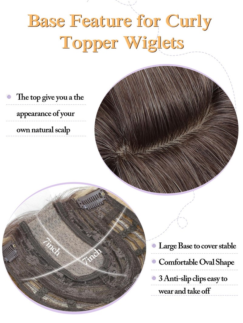 PANEWAY Hair Toppers For Women 20inch Long Wavy Curly Hair Topper Ombre Blonde With Dark Root Clip In Synthetic Wiglets Hair Pieces For Women - Image 3