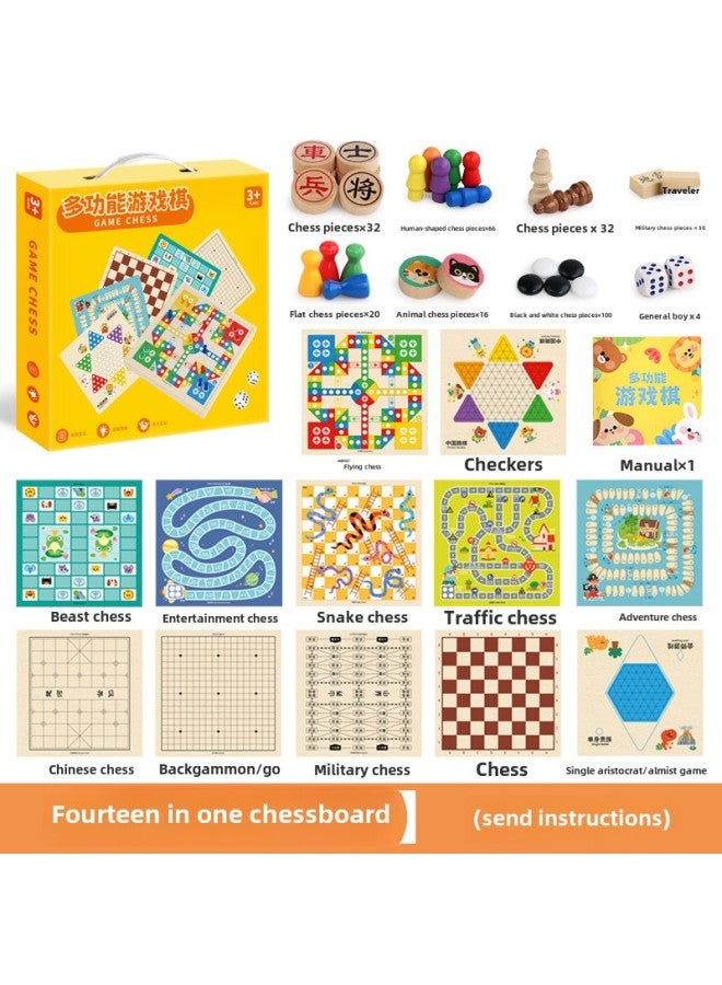 رقعة شطرنج متعددة الوظائف للأطفال، شطرنج طائر، شطرنج غوبانغ، لعبة الداما، شطرنج أربعة عشر في واحد، ألعاب تعليمية، ألعاب لوحية