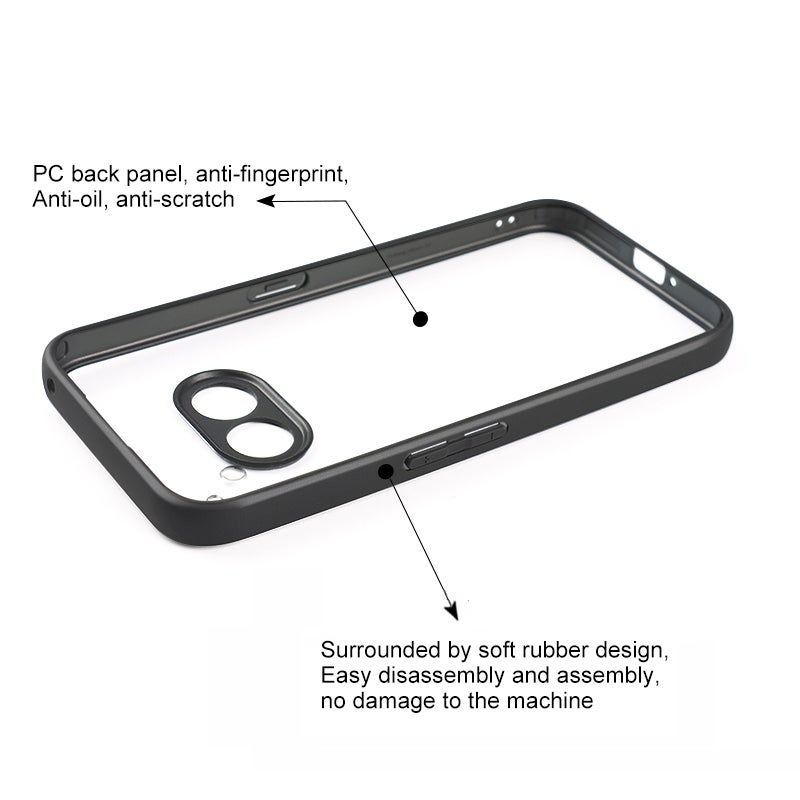 HuHa Protective Cover For Nothing Phone 2a Frosted TPU Hybrid Transparent PC Phone Case(Black) - Image 4