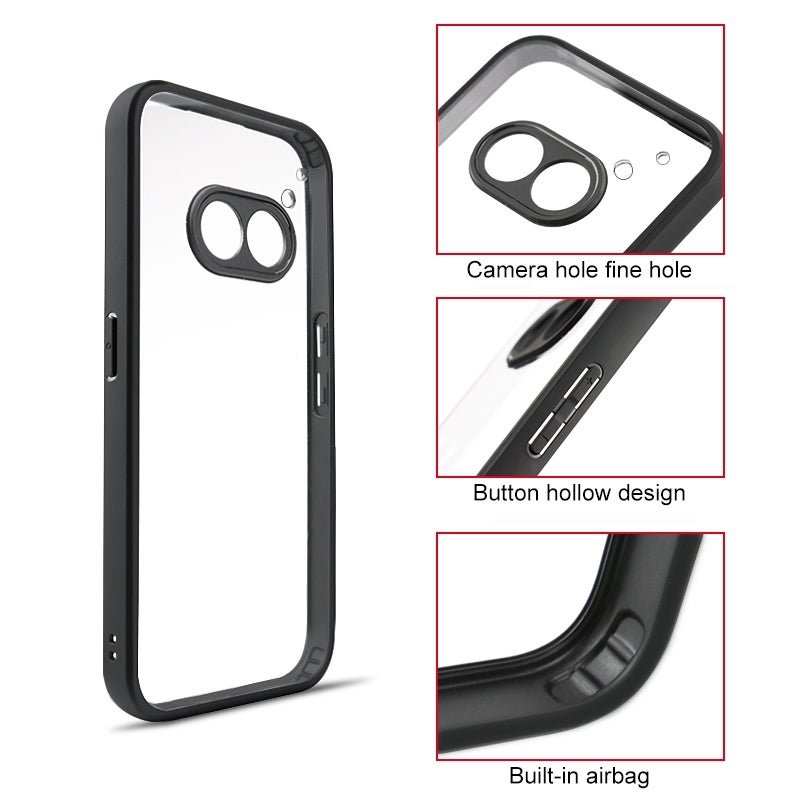 HuHa Protective Cover For Nothing Phone 2a Frosted TPU Hybrid Transparent PC Phone Case(Black) - Image 3