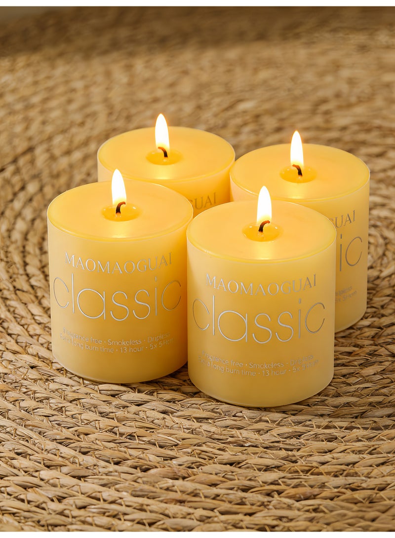 4 Pack Yellow Lemon Scented Candles, Smokeless Dripless Pillar Candles, 13 Hours Long Burning Fragrance Candle Set for Home, Weddings, Parties, Dinner Table Decor, Gift Boxed Aromatherapy Candles - Image 3