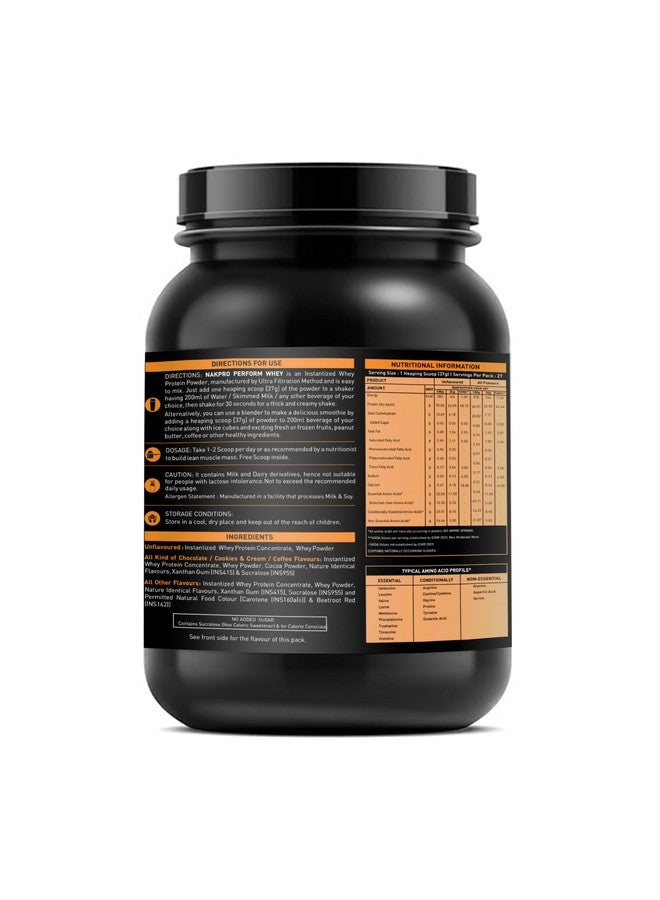 NAKPRO Perform Whey Protein Concentrate 1kg Chocolate, Jar | 24g Protein, 5.3g BCAA | Trustified Certified 100% Authentic Supplement Powder & No Adulteration | Fast Absorbing Whey Protein Powder - Image 3