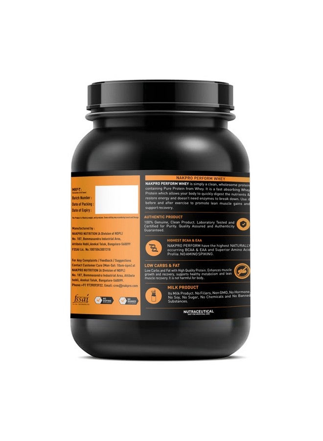 NAKPRO Perform Whey Protein Concentrate 1kg Chocolate, Jar | 24g Protein, 5.3g BCAA | Trustified Certified 100% Authentic Supplement Powder & No Adulteration | Fast Absorbing Whey Protein Powder - Image 2