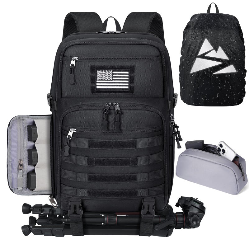 SDYSM Camera Backpack Bag Professional for DSLR/SLR Mirrorless Camera Waterproof 15.6 inch Tactical Camera Bags for Photographers with Rain Cover, Tripod Holder, Small Bag Photography Backpack Case - Image 1