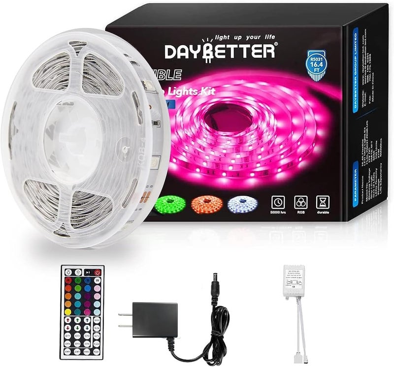 DAYBETTER Led Strip Lights 16.4ft W/ Remote Controller and Power Supply - Image 1