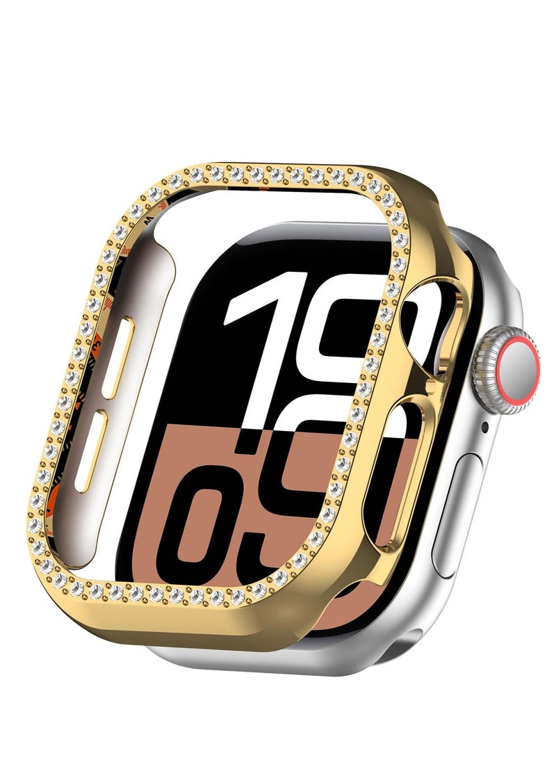 Generic - Bling Case for Apple Watch Series 10 46mm, Glitter Hard PC Cover with Tempered Glass Screen Protector, Crystal Diamonds Bumper Film for Women Girls, Apple Watch Case Series 10 46mm-gold - Image 1