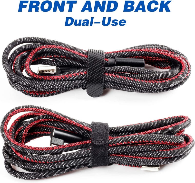 Adjustable Reusable Fastening Cable Ties with Hook and Loop, Black, 50 Pieces - Image 2