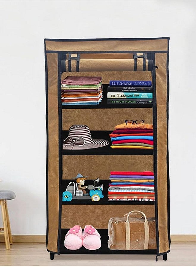 PHILOSHOP PHILOSHOP 4 Layer Collapsible Wardrobe Clothes Storage Rack Quick Wardrobe Maximize Your Space with Style for Multipurpose Use, Foldable, Collapsible Fabric Organizer DIY (Biege, Metal) - Image 3