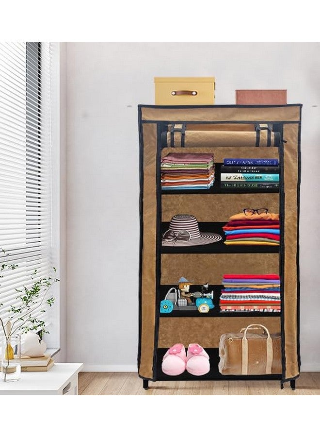 PHILOSHOP PHILOSHOP 4 Layer Collapsible Wardrobe Clothes Storage Rack Quick Wardrobe Maximize Your Space with Style for Multipurpose Use, Foldable, Collapsible Fabric Organizer DIY (Biege, Metal) - Image 5