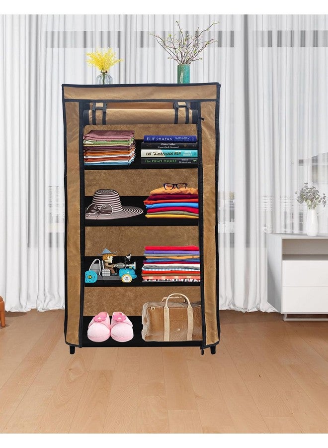 PHILOSHOP PHILOSHOP 4 Layer Collapsible Wardrobe Clothes Storage Rack Quick Wardrobe Maximize Your Space with Style for Multipurpose Use, Foldable, Collapsible Fabric Organizer DIY (Biege, Metal) - Image 4