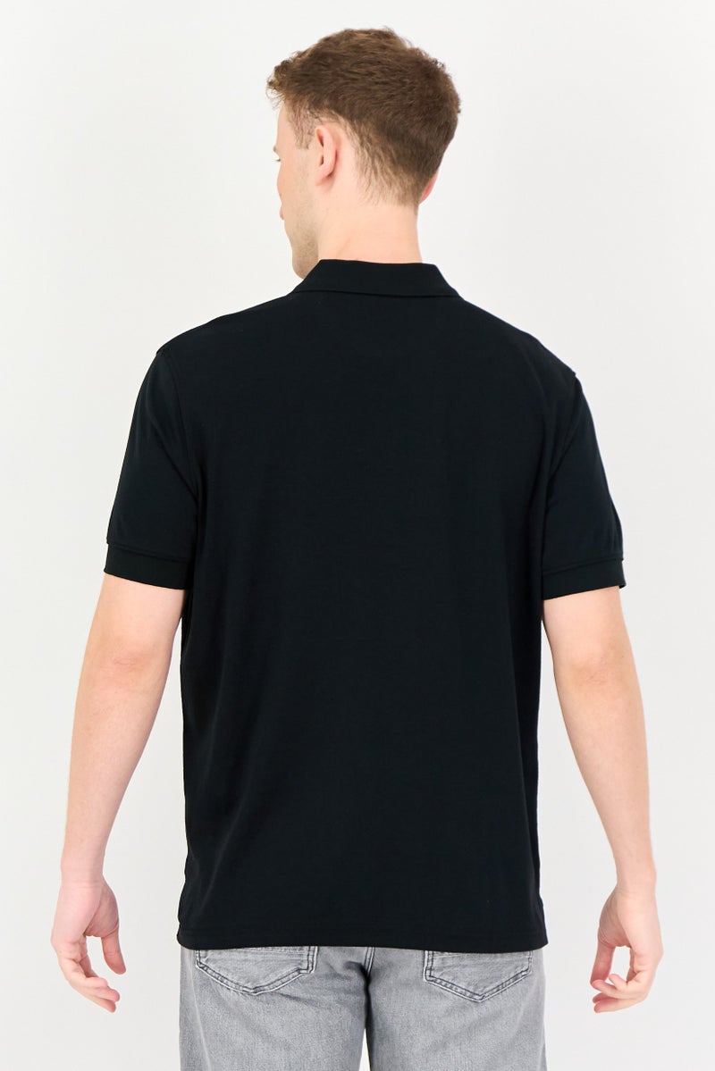 Chaps Men Regular Fit Embroidered Logo Short Sleeve Polo Shirt, Black - Image 3