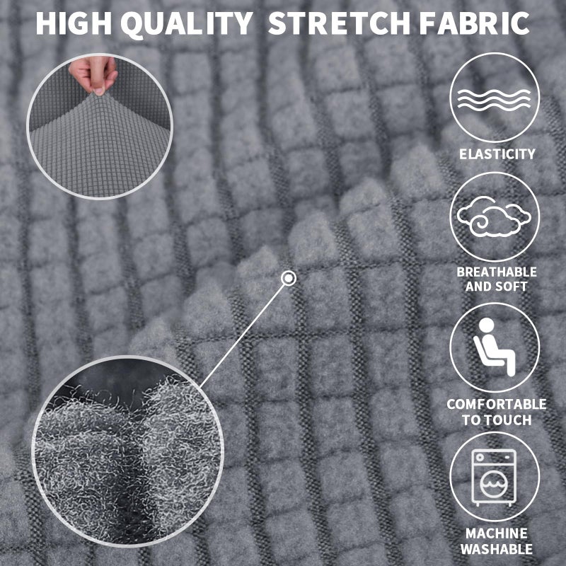 Jiviner High Stretch Couch Covers For 3 Cushion Couch 1-Piece Jacquard Sofa Slipcovers Fitted Washable Sofa Covers With Elastic Bottom Furniture Protector For Kids Pets (Sofa Light Gray) - Image 5