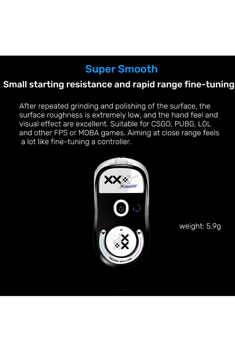 Premium Glass Mouse Skates for Logitech G Pro X Superlight - Ultra-Durable, Super-Fast, Smooth Gliding Performance, Printstream-White, High-Performance Gaming Accessory - Image 4