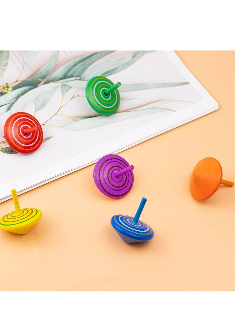 20 PCS Colorful Wooden Spinning Tops, Educational Toy for Kids, Family Games, and Parties.
