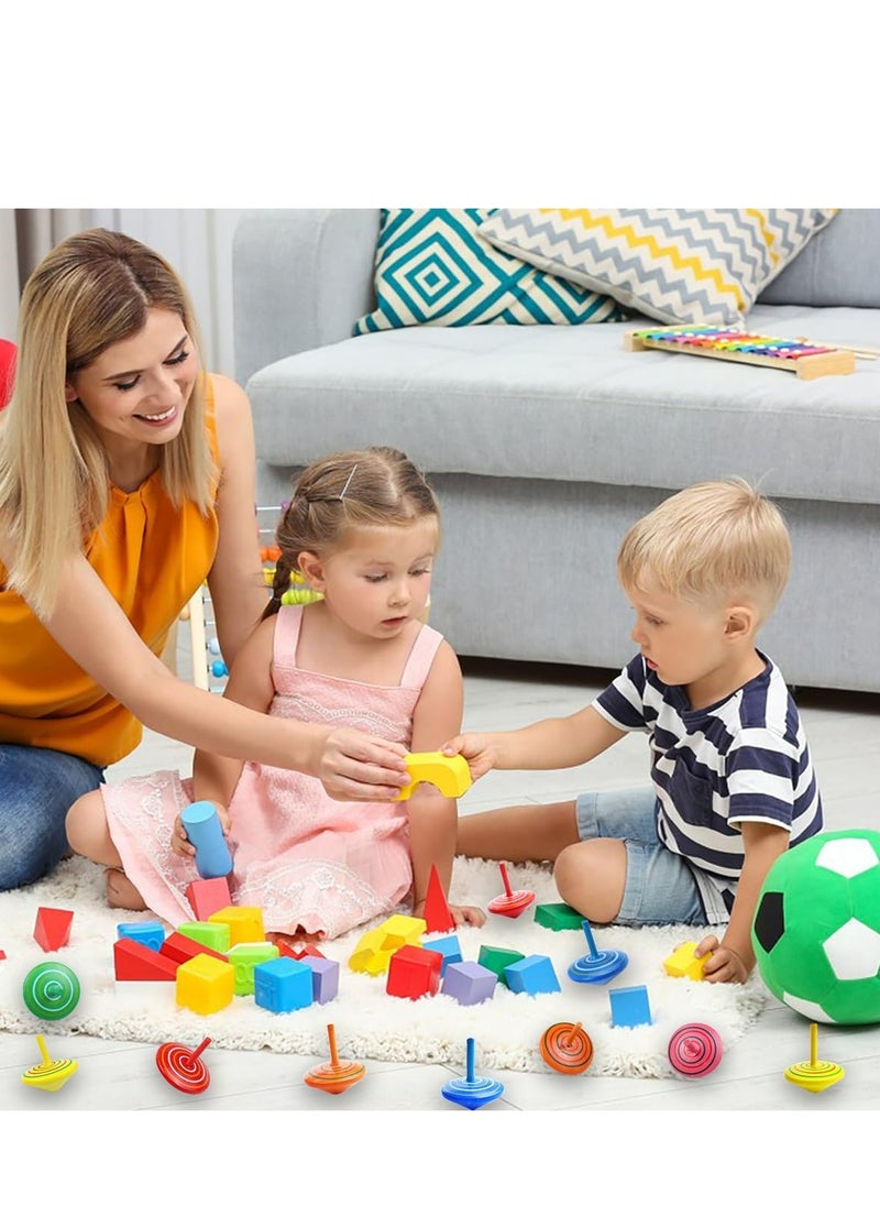 20 PCS Colorful Wooden Spinning Tops, Educational Toy for Kids, Family Games, and Parties.