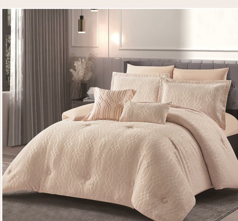 Plain bedspread with raised embroidery, 4 pieces
