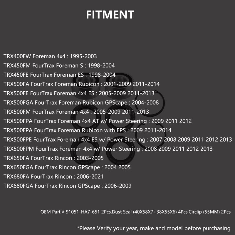 Moker Front Wheel Bearing for Honda Foreman TRX400 95-03  TRX450 98-04  TRX500 01-09 11-04  Rincon TRX650 03-05  TRX680 06-21 - Image 2