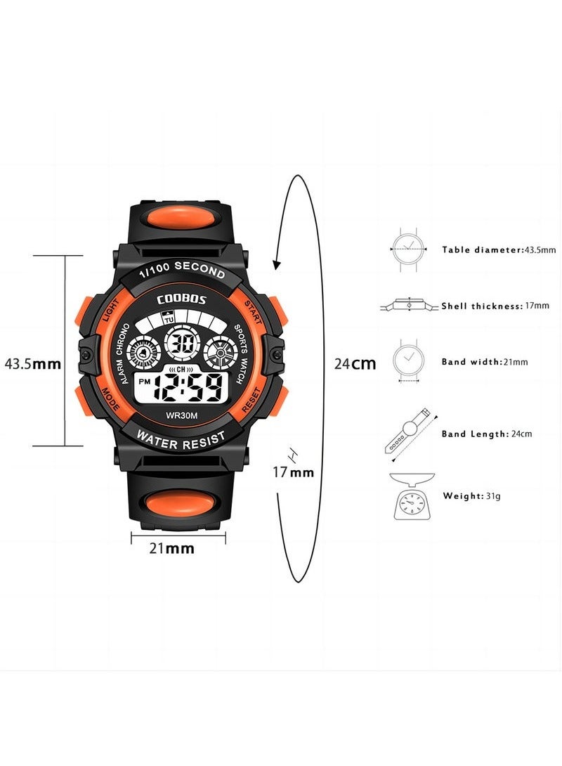 Coobos 2 PCS Children's Waterproof Rubber Digital Watch (Blue/Orange)  - Image 4