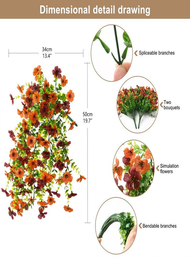 ZFProcess Artificial Hanging Flowers Plants for Outdoor Spring Summer Decoration, 2PCS Faux Silk Daisy UV Resistant Look Real for Outside Home Indoor Planter Porch Window Yard Decor(Orange Brown) - Image 2