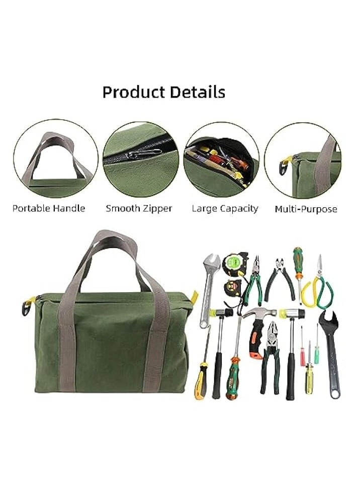 erorex Wide Mouth Canvas Tool Bag, Heavy Duty Tool Storage, Large Capacity Tool Tote for Electricians, Power Tool Organizer Pouch  - Image 4