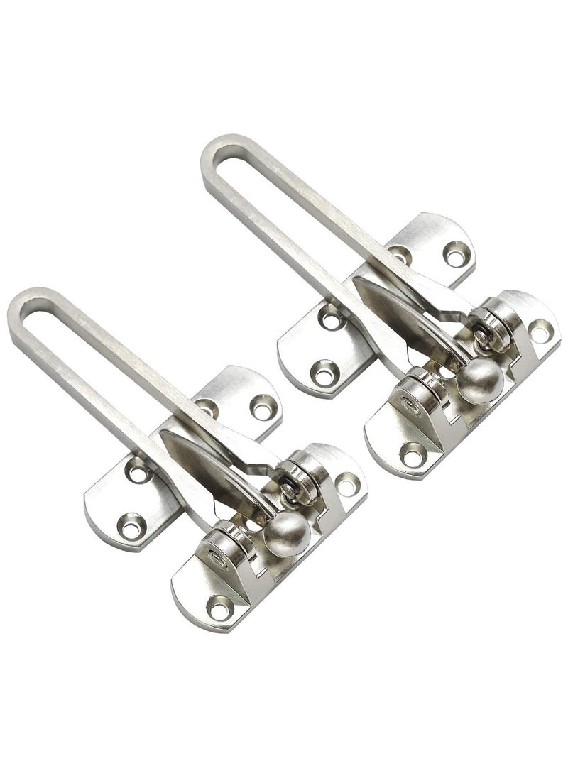 KASTWAVE Door Lock Latch, Home Security Door Lock Swing Bar Door Guard for Kids, Hotel Door Latch, Thicken Solid Zinc Alloy Reinforcement Lock, Silver 2 Pack  - Image 1