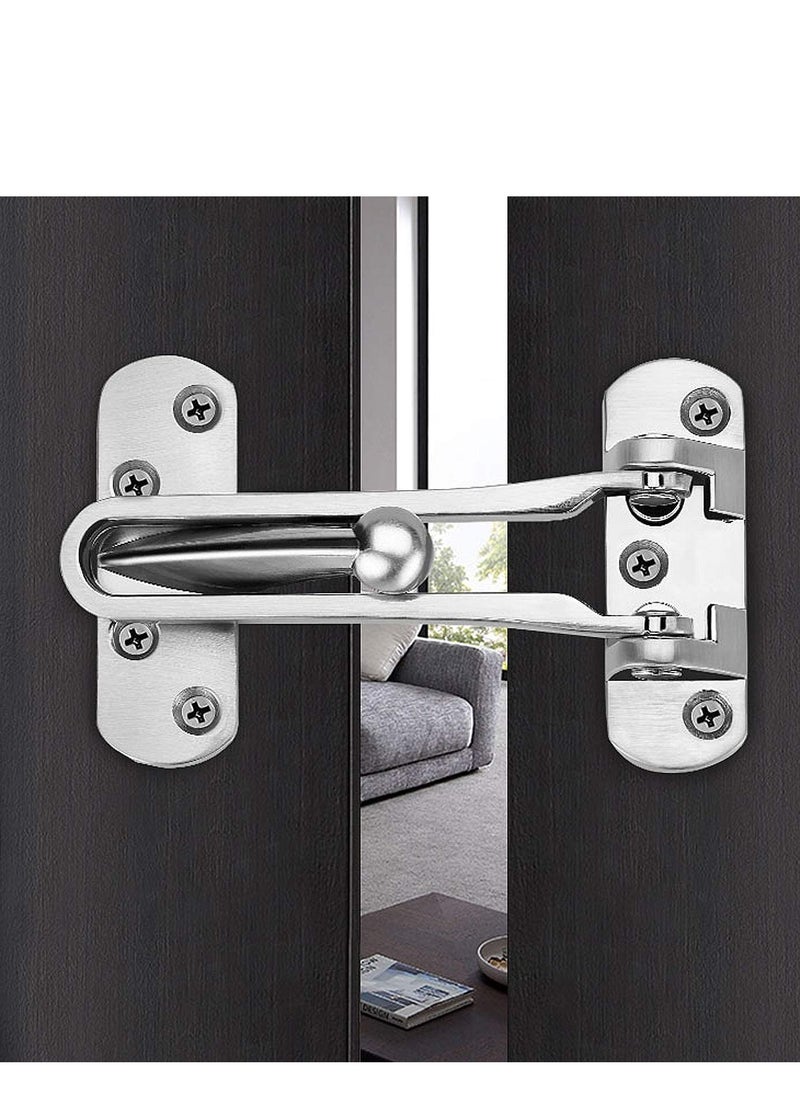KASTWAVE Door Lock Latch, Home Security Door Lock Swing Bar Door Guard for Kids, Hotel Door Latch, Thicken Solid Zinc Alloy Reinforcement Lock, Silver 2 Pack  - Image 4