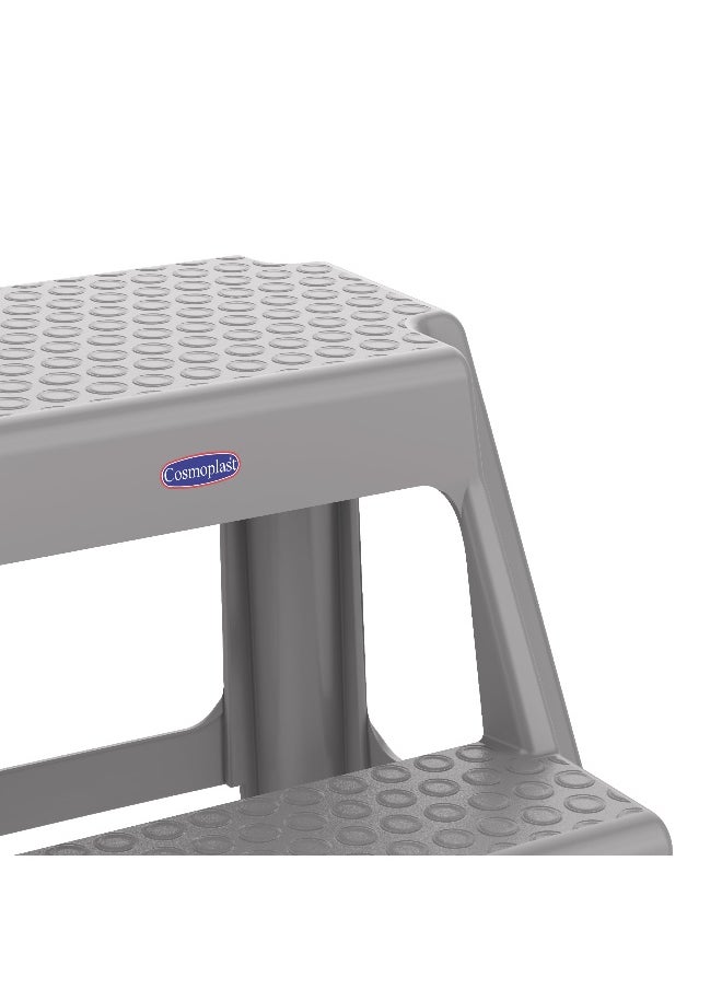 Cosmoplast Plastic Ladder Stool 41cm High(Grey)  - Image 2