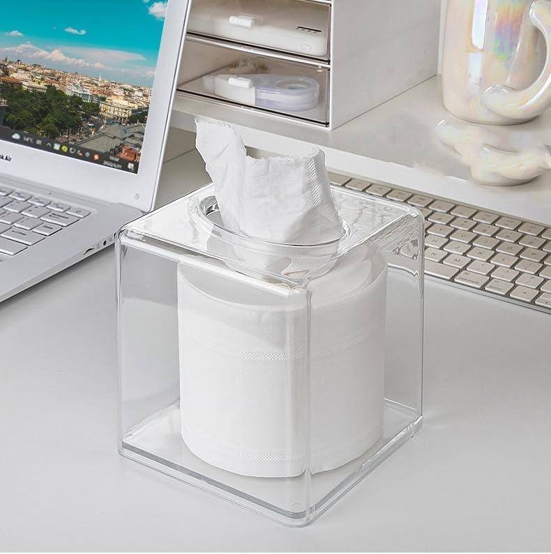 Aakarit Square Clear Acrylic Tissue Box Cover and Napkin Dispenser Holder Paper Dispenser for Bathroom Restaurants Hotel | GK-2 | Transparent - Image 5