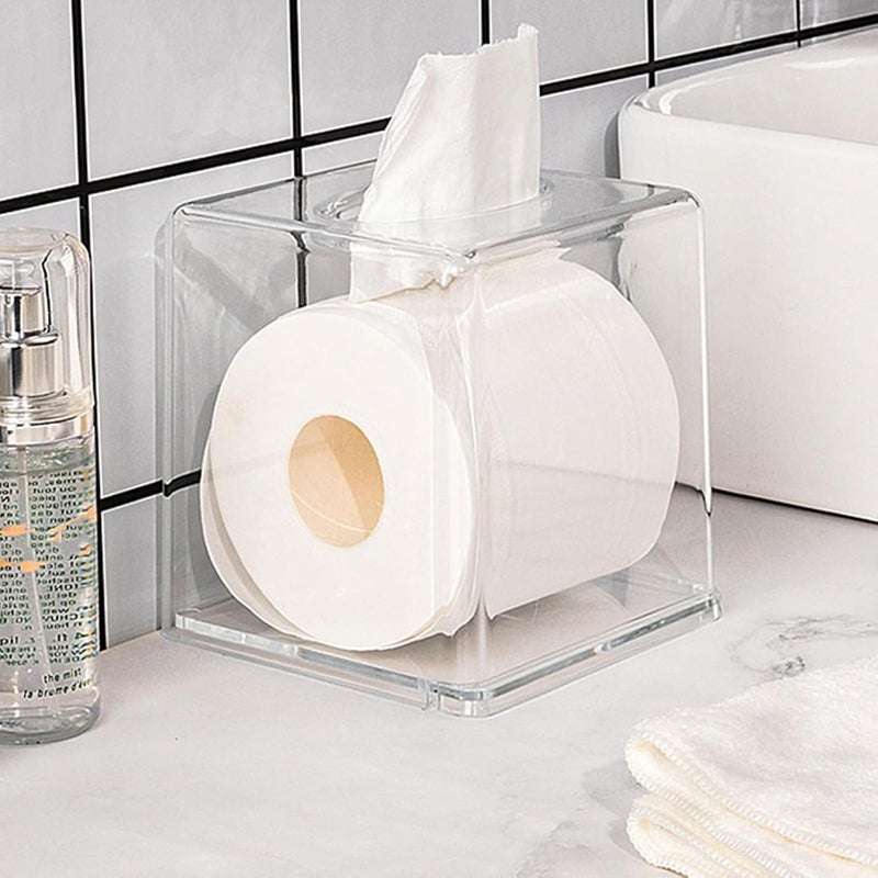 Aakarit Square Clear Acrylic Tissue Box Cover and Napkin Dispenser Holder Paper Dispenser for Bathroom Restaurants Hotel | GK-2 | Transparent - Image 4