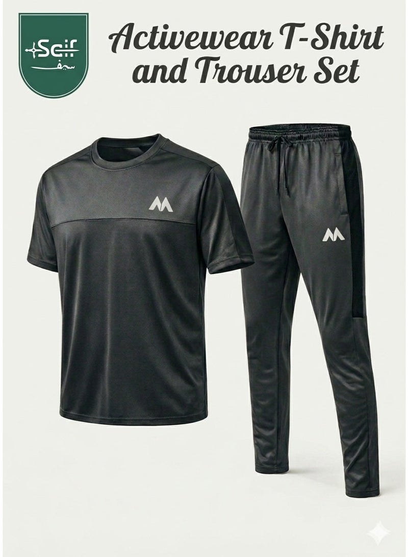 Saif Collection Regular Fit Crew Neck T-Shirt with Comfortable Trousers (Practical Activewear Set) | Co-Ord Set - Image 1